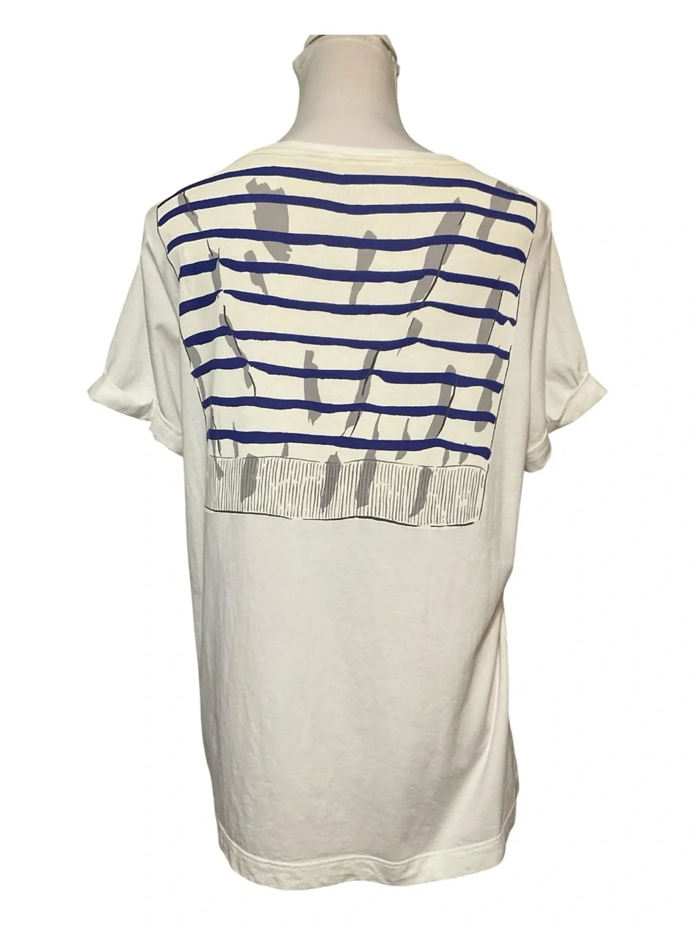 Kate Spade White Blue Broome Street Tromp L’Oeil T Size L